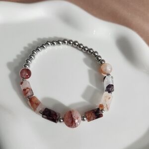 Handmade Stretchy Beaded Fire Quartz Bracelet